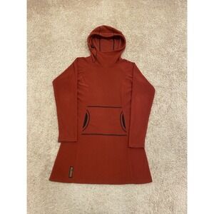 Melanzana Women's Micro Grid Hoodie Dress In Canyon Red Size XS Leadville CO